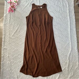A New Day - Chocolate Brown Satin Midi Dress - XXL